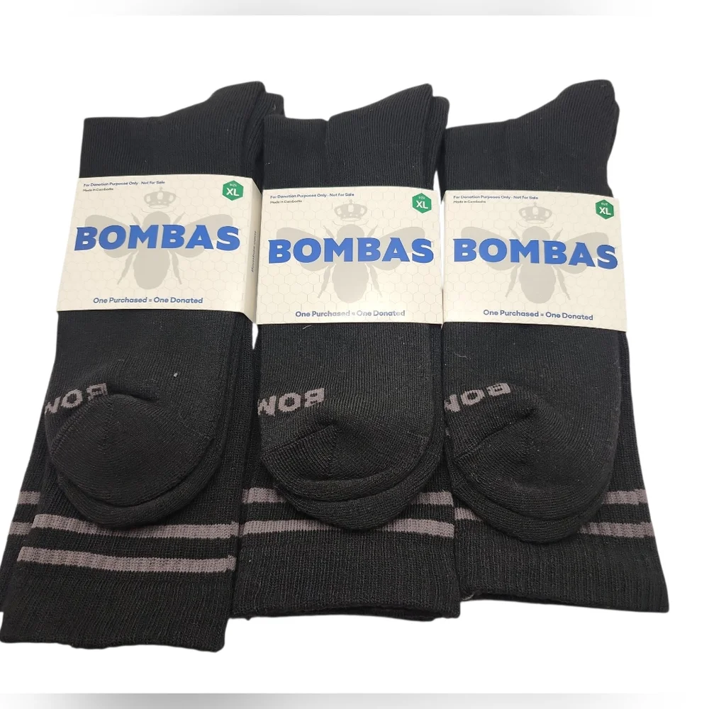 Bombas Adult Black Crew Socks New Size‎ XL